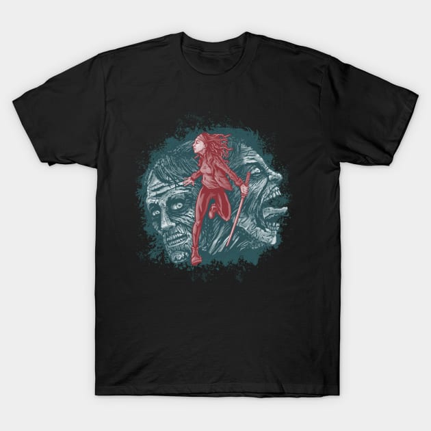 Katana Girl & Zombies T-Shirt by Andriu